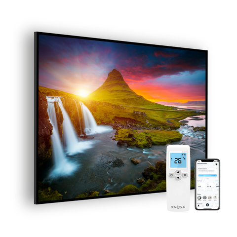 Panou radiant premium NovoSun ART cu termostat cu WiFi si telecomanda - Waterfall