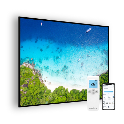 Panou radiant premium NovoSun ART cu termostat cu telecomanda - Beach